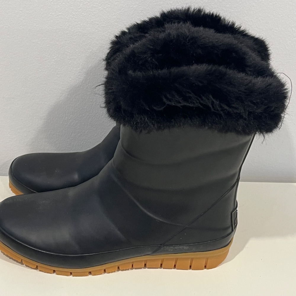 Joules Womens CHILTON Winter Boots Fur Trim Black Size US 9 UK7 Excellent Warm - Picture 4 of 9